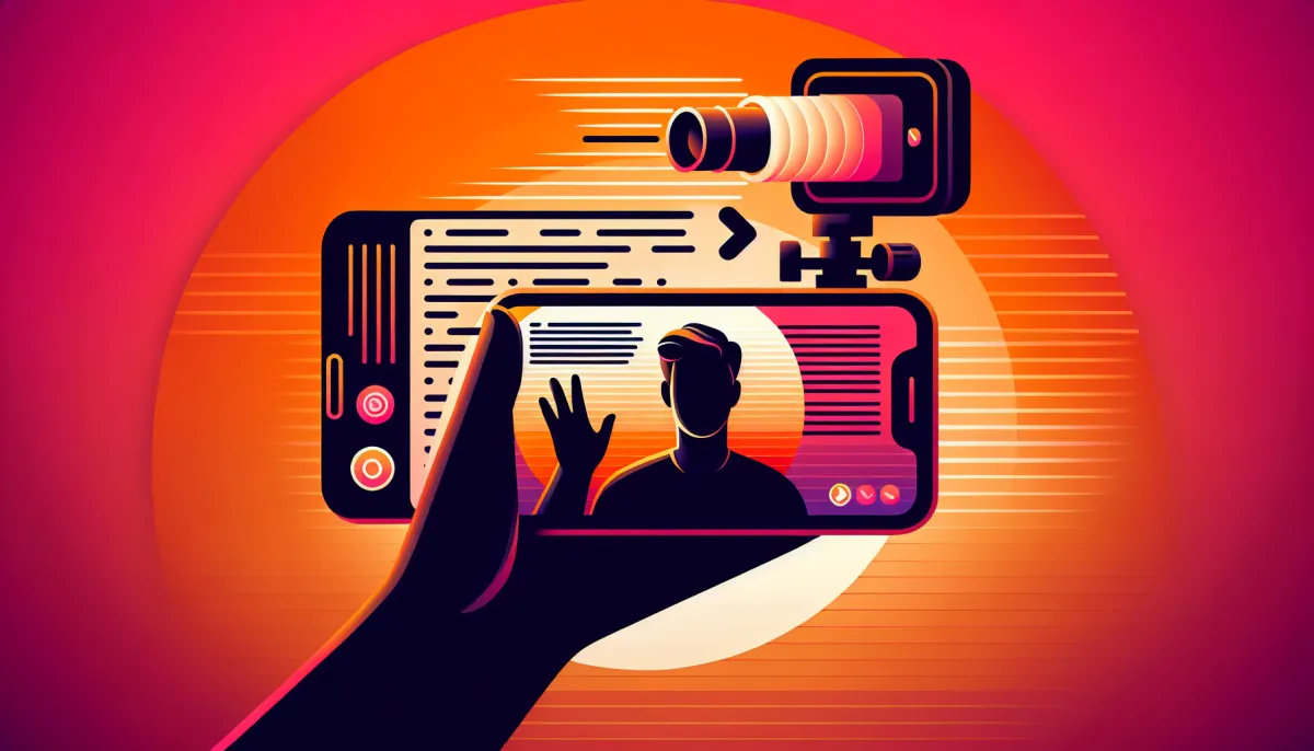Instagram Reels built-in teleprompter showing scrolling script below the front camera view